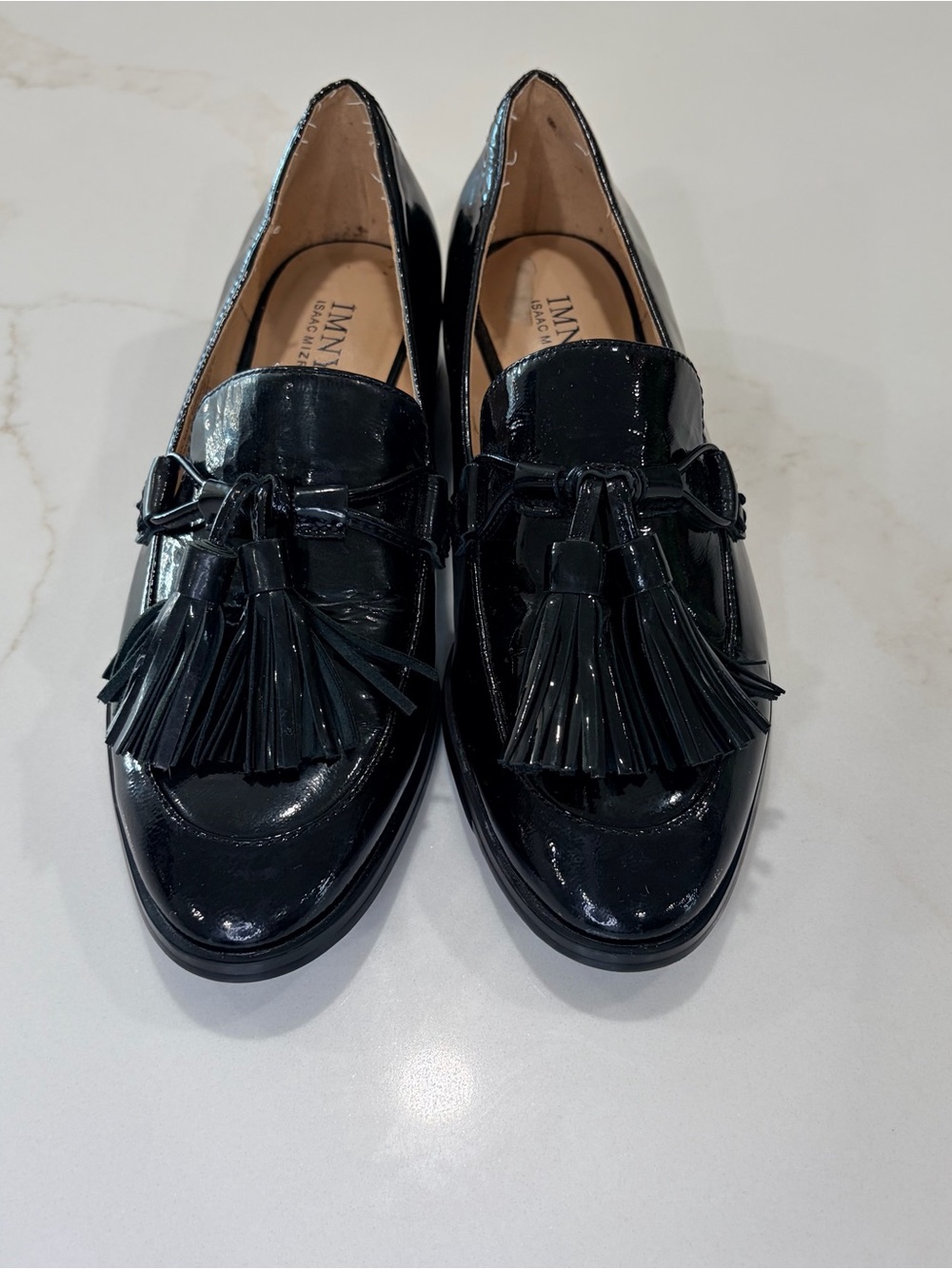 Isaac Mizrahi Black Patent Tassel Loafers - Picture 2 of 7